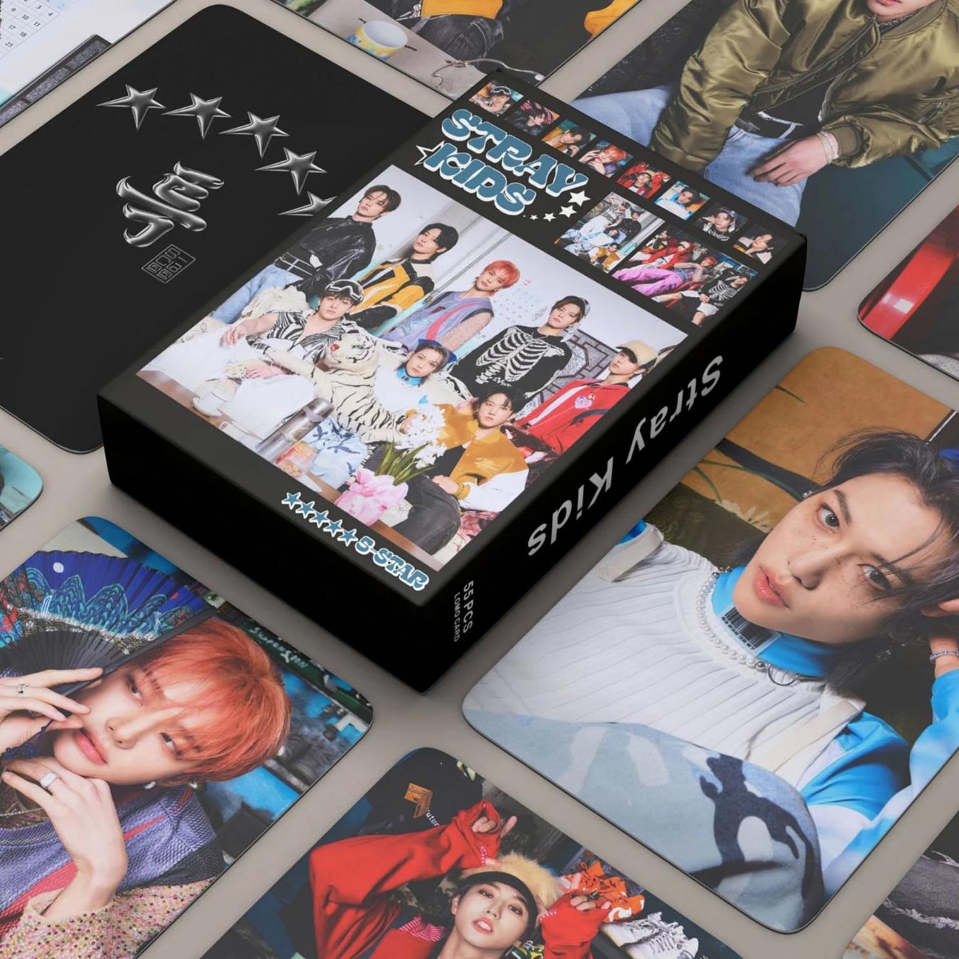  Ʈ Ű 5 Ÿ θ ī, ο ٹ  ٹ, ǰ HD ī ī, 55 /Ʈ 55pcs/set Kpop Stray kids 5-STAR Lomo Card New Album Photo album K-pop Straykids High quality HD Photocard Card